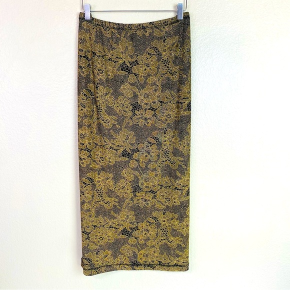 Market By Chico’s Black W/ Metallic Gold Lace Maxi Skirt Size 16 - Picture 3 of 5